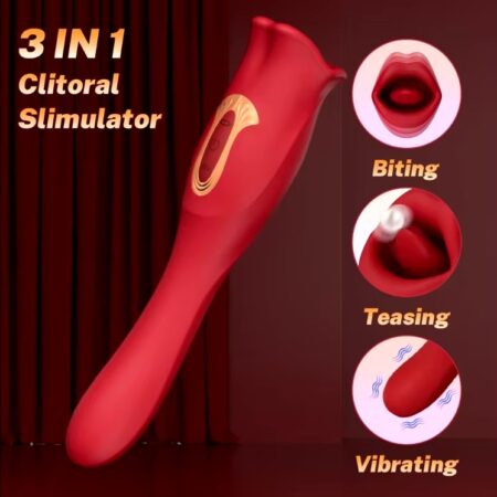 10 Mode Vibration & 10 Mode Bite 2-in-1 Thrusting Clitoral Tongue Vibrator - G Spot Stimulator Licking Vibrator Sex Toy for Women - Discreet Delivery India