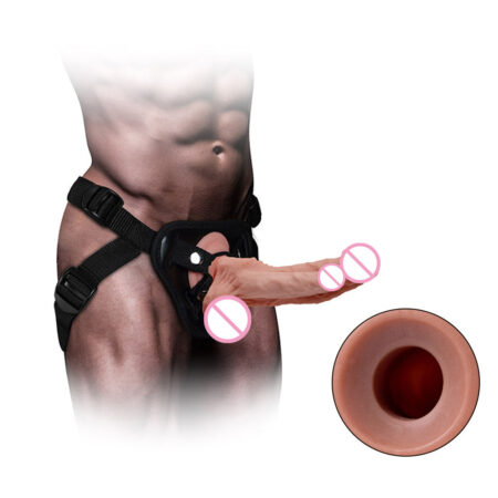 Premium Realistic Men's Hollow Strap-on Dildo Panties - Wearable Penis Extender Sleeve - Soft Medical Grade Silicone Couple Sex Toy - Discreet Delivery